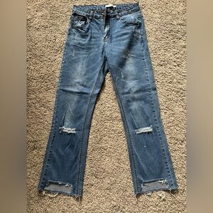 Men's Distressed Blue Jeans - Classic Denim